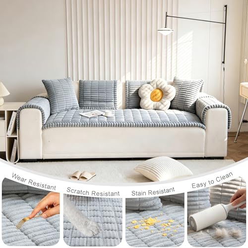 Non-Slip Couch Cover for Dogs - Light Gray 27.6x82.7in, Washable Sofa Protector