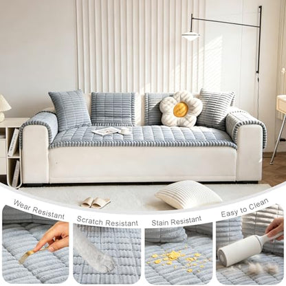 Non-Slip Couch Cover for Dogs - Light Gray 27.6x82.7in, Washable Sofa Protector