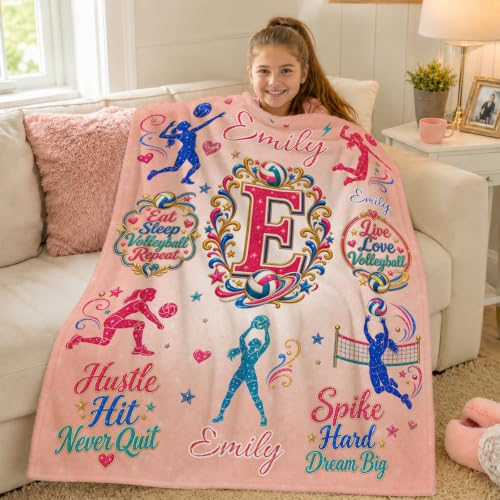 Custom Volleyball Blanket for Girls - Yellow Personalizable Gift