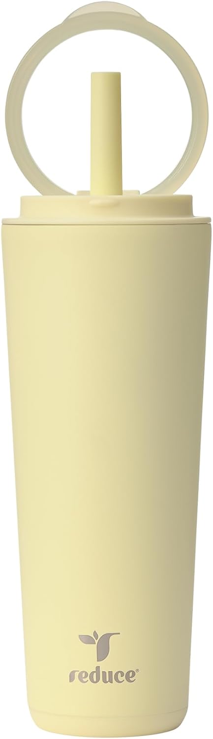REDUCE Halo 24 oz Stainless Steel Tumbler - Vacuum Insulated Travel Mug | Spill Proof & Keeps Drinks Cold for 32 Hrs - French Vanilla