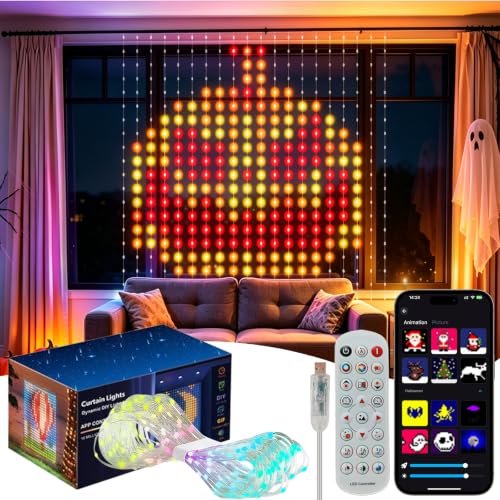 Smart Curtain Lights 400 LEDs, Multicolorful 6.5x6.5ft DIY String Light with App & Remote