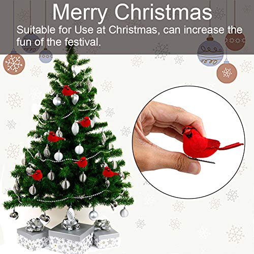 12Pcs Christmas Cardinal Bird Ornaments with Metal Clips for Holiday Decor