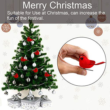 12Pcs Christmas Cardinal Bird Ornaments with Metal Clips for Holiday Decor