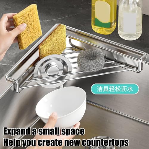 Corner Stainless Steel Dish Drying Rack for Kitchen Counter - 1pcs