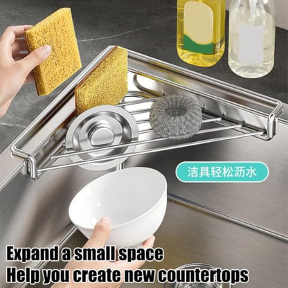 Corner Stainless Steel Dish Drying Rack for Kitchen Counter - 1pcs
