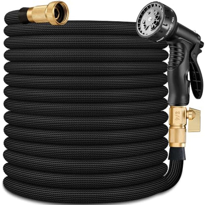 Flexible Garden Hose 25 FT with Kink-Free Design, 10-Pattern Sprayer & Brass Fittings
