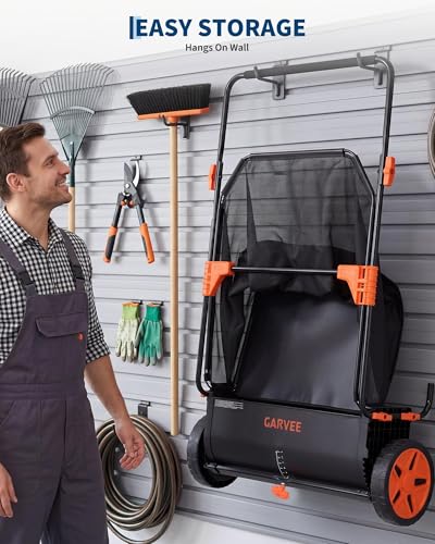 21 Inch Non-Powered Leaf Sweeper with Metal and Plastic Frame - Yard Cleanup Tool