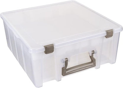 ArtBin Super Satchel Double Deep - Portable Arts & Crafts Storage Container with Lift-Out Tray & Removable Dividers, Clear