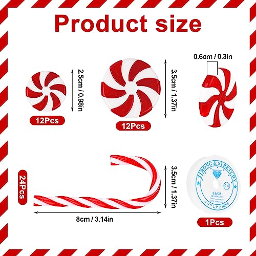 Christmas Candy Cane Ornaments Set - Red and White Holiday Tree Decorations
