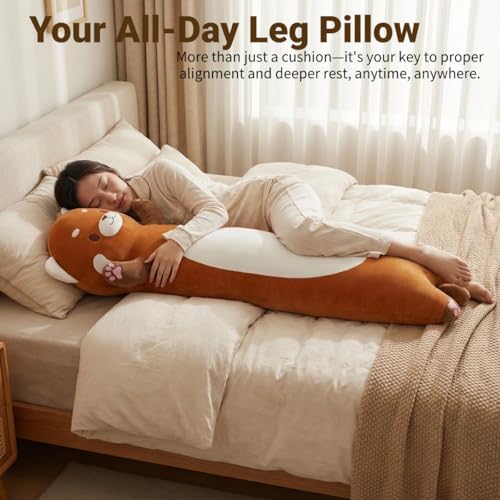 Long Red Panda Plush Toy Pillow - 110cm Soft Hugging Body Pillow for Kids & Adults