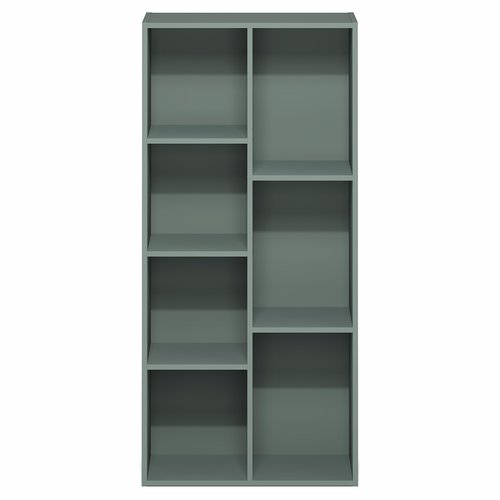 Furinno LUDER Book Shelf, 7-Cube Bookshelf, Bookcase with Open Shelves, 9.4 x 19.5 x 41.7, Easy Assembly, for Living Room, Bedroom, Home Office, Sage Green