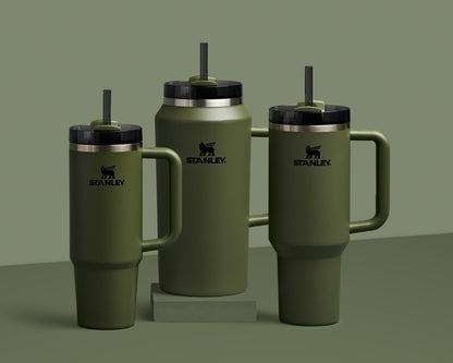 STANLEY Quencher H2.0 Tumbler - 64 oz Insulated Stainless Steel Cup with Handle & Straw | Dried Pine Color