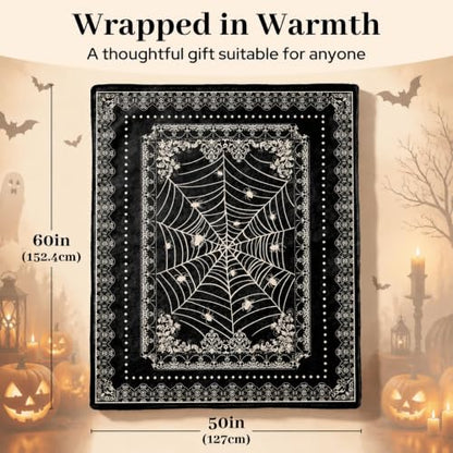 Halloween Blanket 60x50 Gothic Spider Web Throw Blanket - Dark Decor