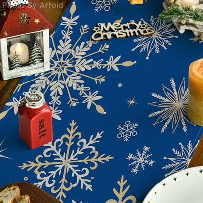 Snowflakes Winter Table Runner 13x120 Inch Blue Home Decor for Parties