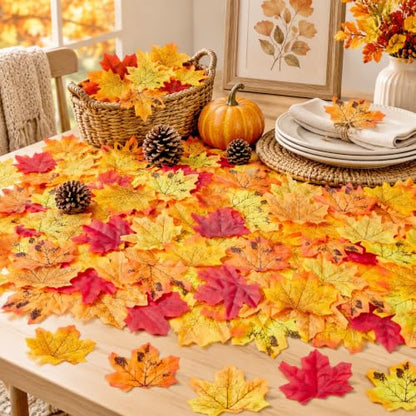 Fall-A 400 Pcs Autumn Maple Leaves Set - Fake Fall Leaves for Decorations