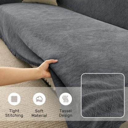 XL Dark Grey Sectional Couch Cover L-Shaped Sofa Protector - 71x110 + 71x118