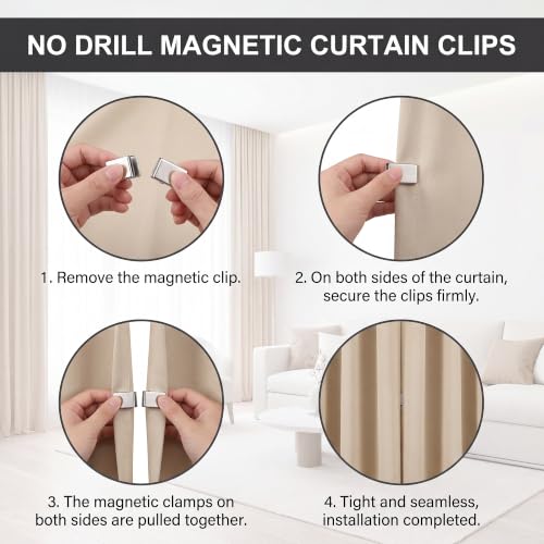 Magnetic Curtain Clips 10 Pack - No Drill Detachable Privacy Holders