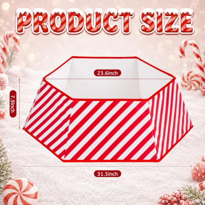 Candy Cane Christmas Tree Collar - 31.5 Inch Holiday Tree Skirt