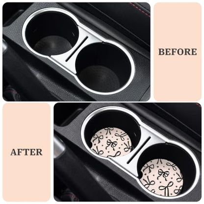 Black Bow Coquette Car Coasters for Cup Holder - Absorbent Ceramic Set - Black+Pink Variation of THIS listing