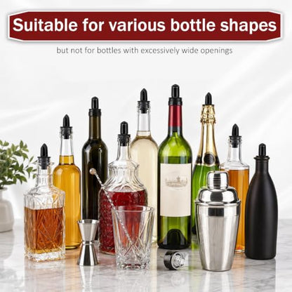 12 Pcs Plastic Bottle Pourers with Dust Caps for Liquor, Syrup, Oil, Vinegar