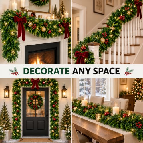 50 Ft Artificial Christmas Garland for Indoor & Outdoor Holiday Decor - Greenery Wreath