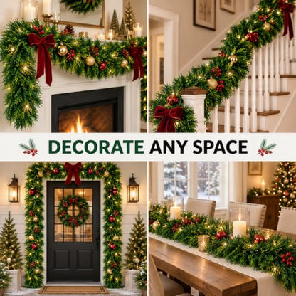 50 Ft Artificial Christmas Garland for Indoor & Outdoor Holiday Decor - Greenery Wreath