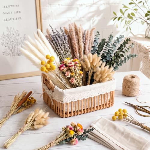 1023 Pcs Dried Flowers Pampas Grass Bundle Natural Preserved Botanicals