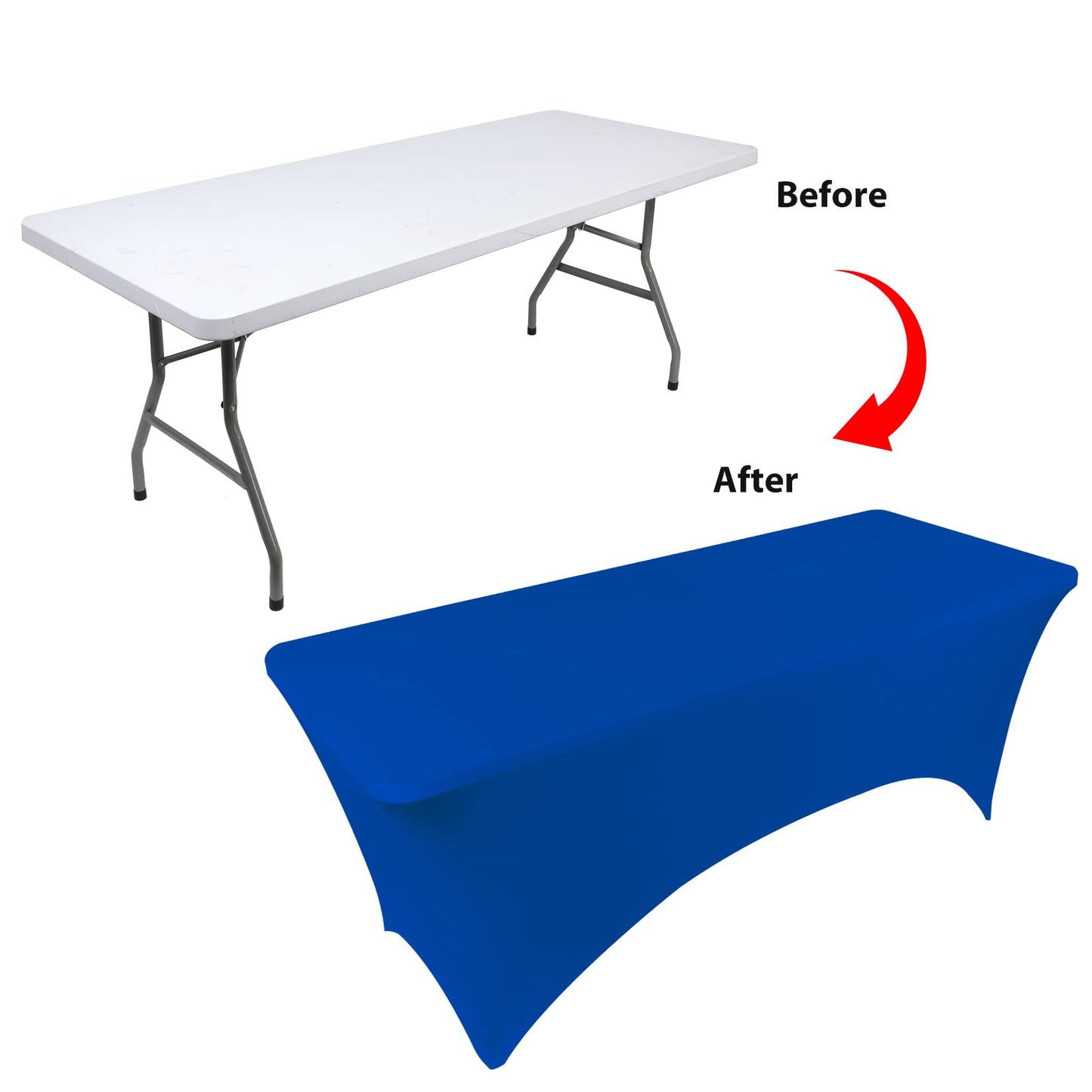 BDDC Table Covers for 4 Foot Tables, Spandex Table Covers 4ft, Royal Blue Table Cloths Rectangle 4ft for Events, Wedding, Banquets & Parties