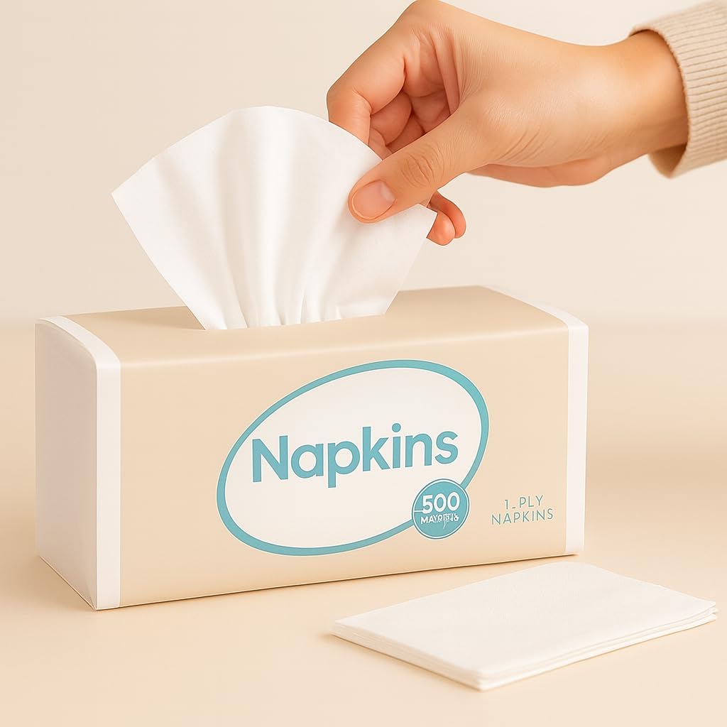 White Disposable Paper Napkins by [Brand Name] - 500 Count Soft Napkins for Home, Parties & Events