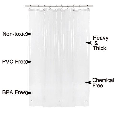 Barossa Design Long Shower Curtain Liner 78" Height - 6 Magnets & 8G Heavy Duty PEVA, Waterproof, PVC Free, Metal Grommets, Clear, 72x78