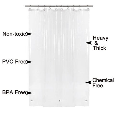 Barossa Design Long Shower Curtain Liner 78" Height - 6 Magnets & 8G Heavy Duty PEVA, Waterproof, PVC Free, Metal Grommets, Clear, 72x78