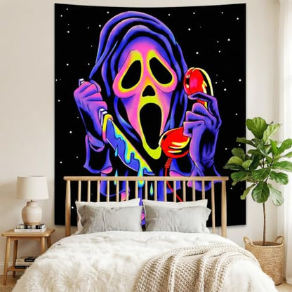 SparkLia Blacklight Horror Skull Tapestry for Bedroom, 40 x 30 Inches - Neon UV Effect