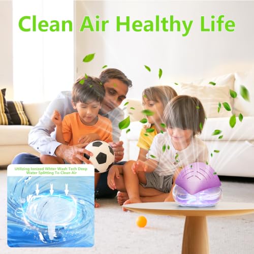 Purple Water Filter Air Washer with Essential Oil Diffuser & LED Mood Light - Home & Office