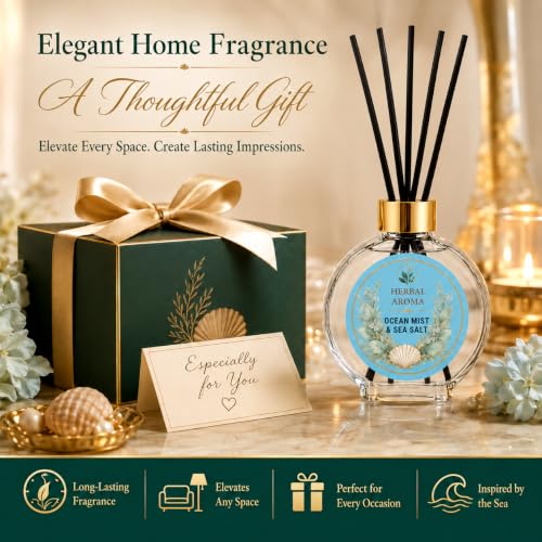 Herbal Aroma Ocean Mist & Sea Salt Home Fragrance Set - Reed Diffuser & Spray
