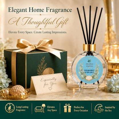 Herbal Aroma Ocean Mist & Sea Salt Home Fragrance Set - Reed Diffuser & Spray