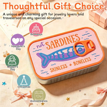 Sardines Jewelry Box Organizer with Fish-Shaped Holders for Rings and Necklaces