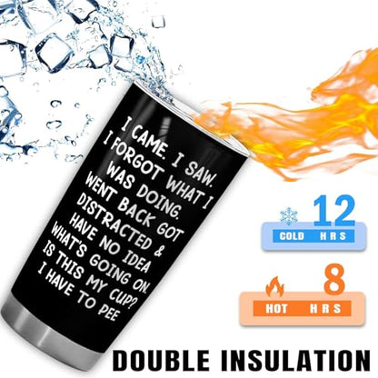 Funny Insulated 20oz Tumbler It’s Fine I’m Fine Dumpster Fire Sarcastic Mug - Variation of I Saw Fine Dumpster