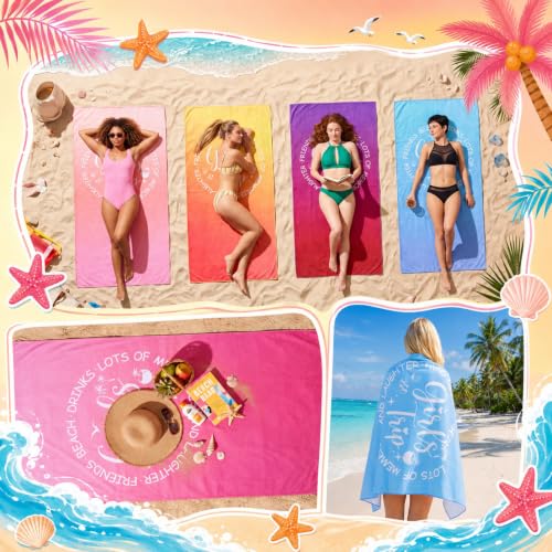 Girls' 6 Pack 35x70 Inch Gradient Color Beach Towels - Gift Set