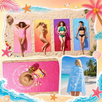 Girls' 6 Pack 35x70 Inch Gradient Color Beach Towels - Gift Set