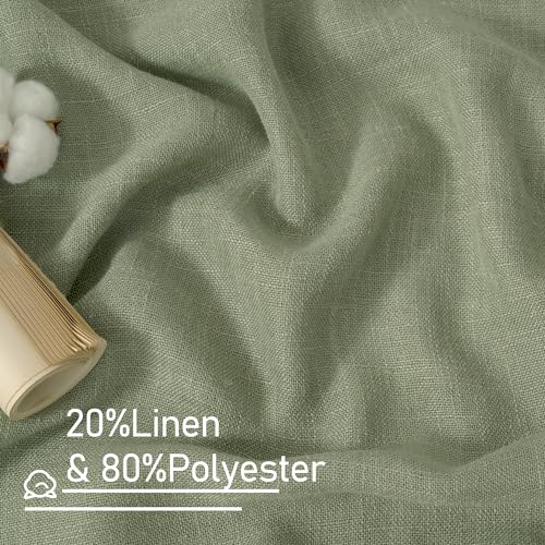 Semi Sheer Linen Curtains 52 x 54 Inch - Sage Green, Pack of 2
