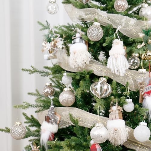 34PCS Champagne White Christmas Tree Ornaments Set - Holiday Decorations