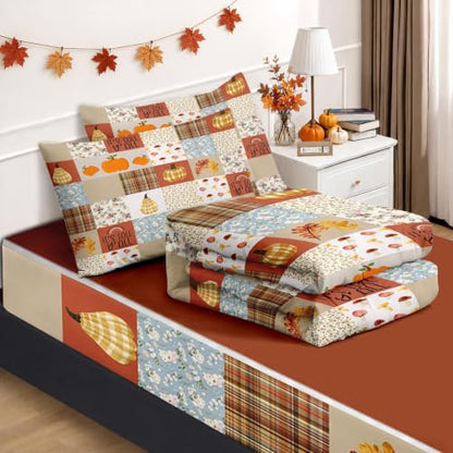 Fall Leaves Farmhouse Zipper Bedding Set for Kids - Twin, 3-Piece