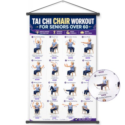Tai Chi Exercise Poster for Seniors Balance & Flexibility 16x24 Inches