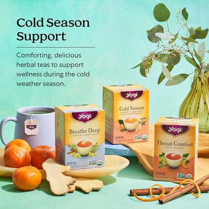 Yogi Tea Cold Season Tea - 16 Tea Bags per Pack (6 Packs) - Organic Respiratory Tea for Support During Colder Seasons - Includes Ginger, Cardamom, Cinnamon, Licorice & Eucalyptus