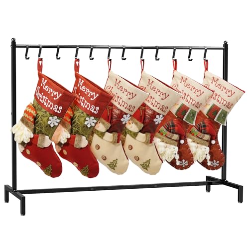 Christmas Stocking Holder Stand 45 Inch with 12 Removable Hooks - Black