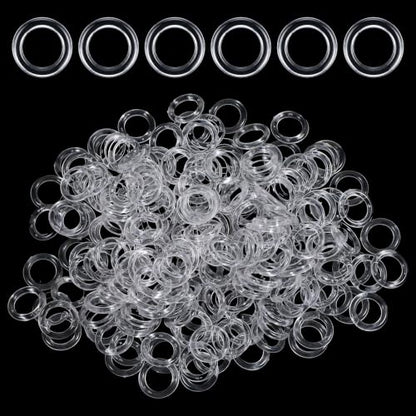 200PCS Transparent Plastic Shower Curtain Rings for Crafts & Repairs