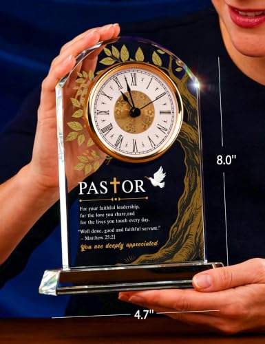 Pastor Appreciation Gifts - Crystal Quartz Clock - Heartfelt Religious Keepsake