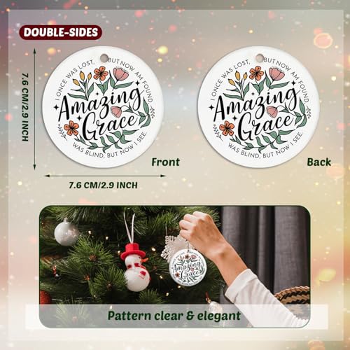 Amazing Grace Christian Ceramic Keepsake Ornament - Floral Scripture Gift for Women & Teens