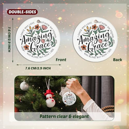 Amazing Grace Christian Ceramic Keepsake Ornament - Floral Scripture Gift for Women & Teens