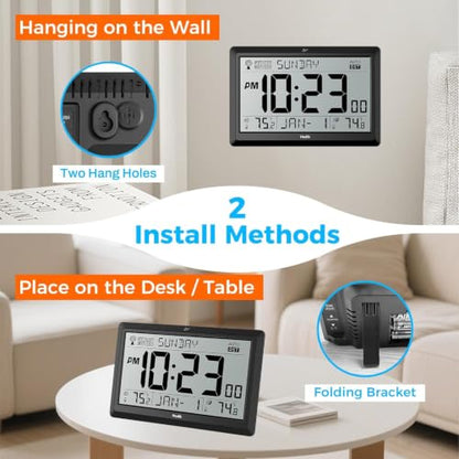 Atomic Wall Clock with Indoor Outdoor Temperature and Time Zones